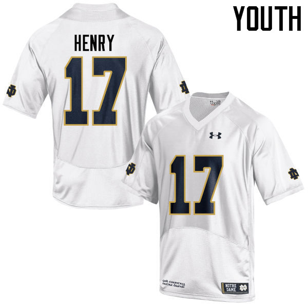 Youth NCAA Notre Dame Fighting Irish #17 Nolan Henry Stitched College Under Armour Authentic White Football Jersey MN10C48CF